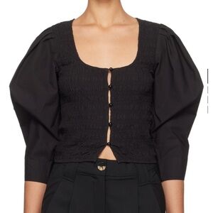 BNWT Ganni Black Puff Sleeve Blouse